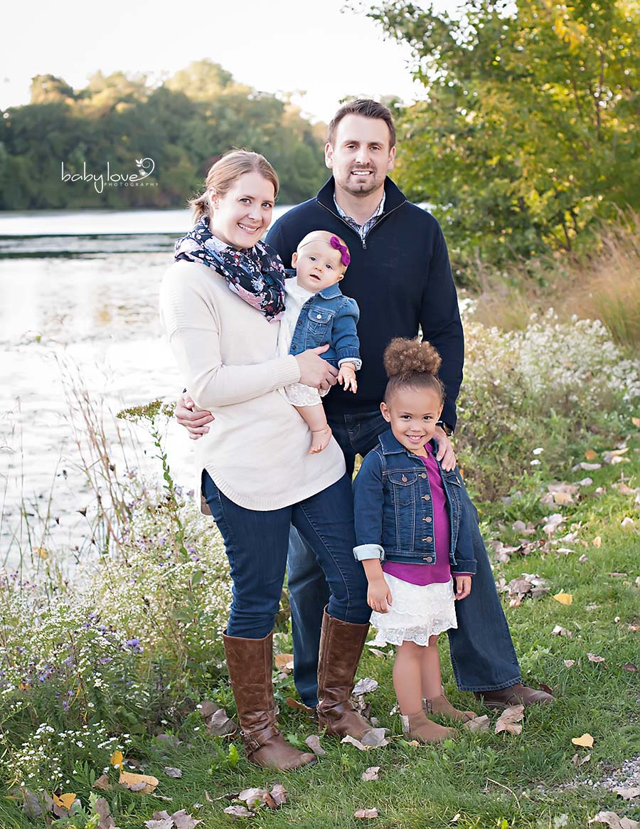 Birmingham Michigan photographer one year old baby girl and family outdoors fall
